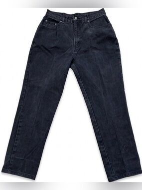 Vintage 90s AMI Black High Waisted Mom Jeans Made in HK 100% Cotton Size 14